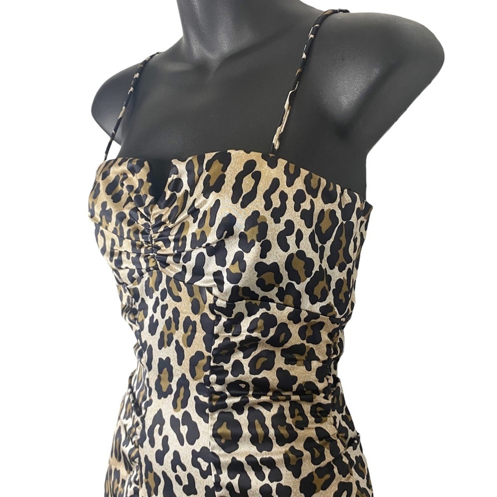 CACHE Y2K Animal Print Slip Dress Sweetheart neckline 2 Cheetah Leopard Vintage - Picture 4 of 14